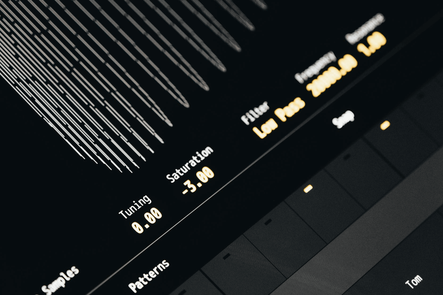 Beautiful sound wave visualization in golden light representing vibration frequency and energy in the universe
