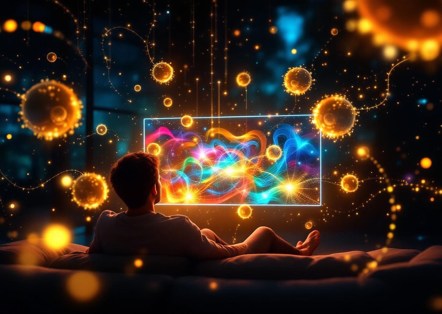 Colorful, dynamic visualization representing an active ADHD-friendly manifestation practice