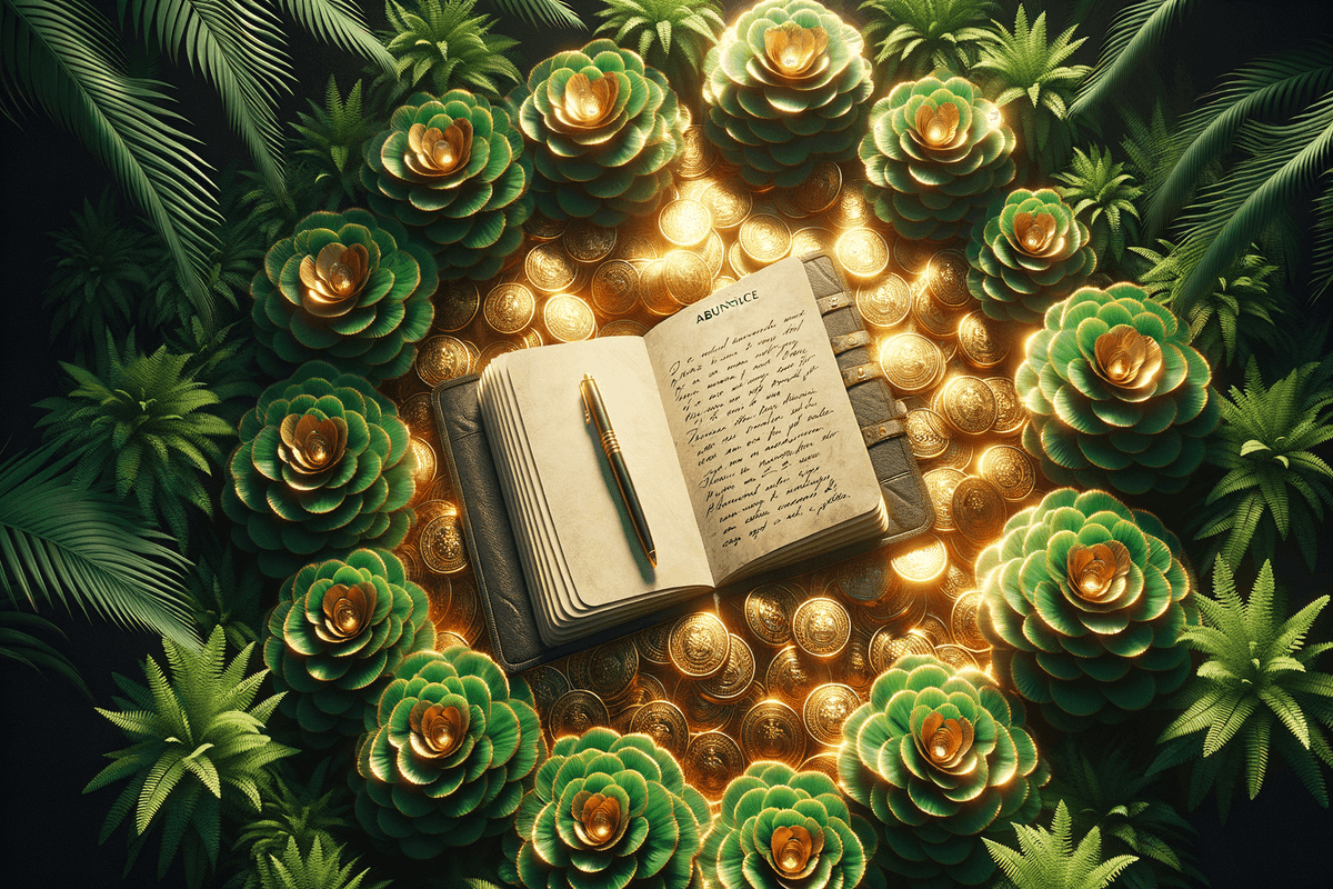 Person holding gold coins with sunlight streaming through, money mindset affirmations