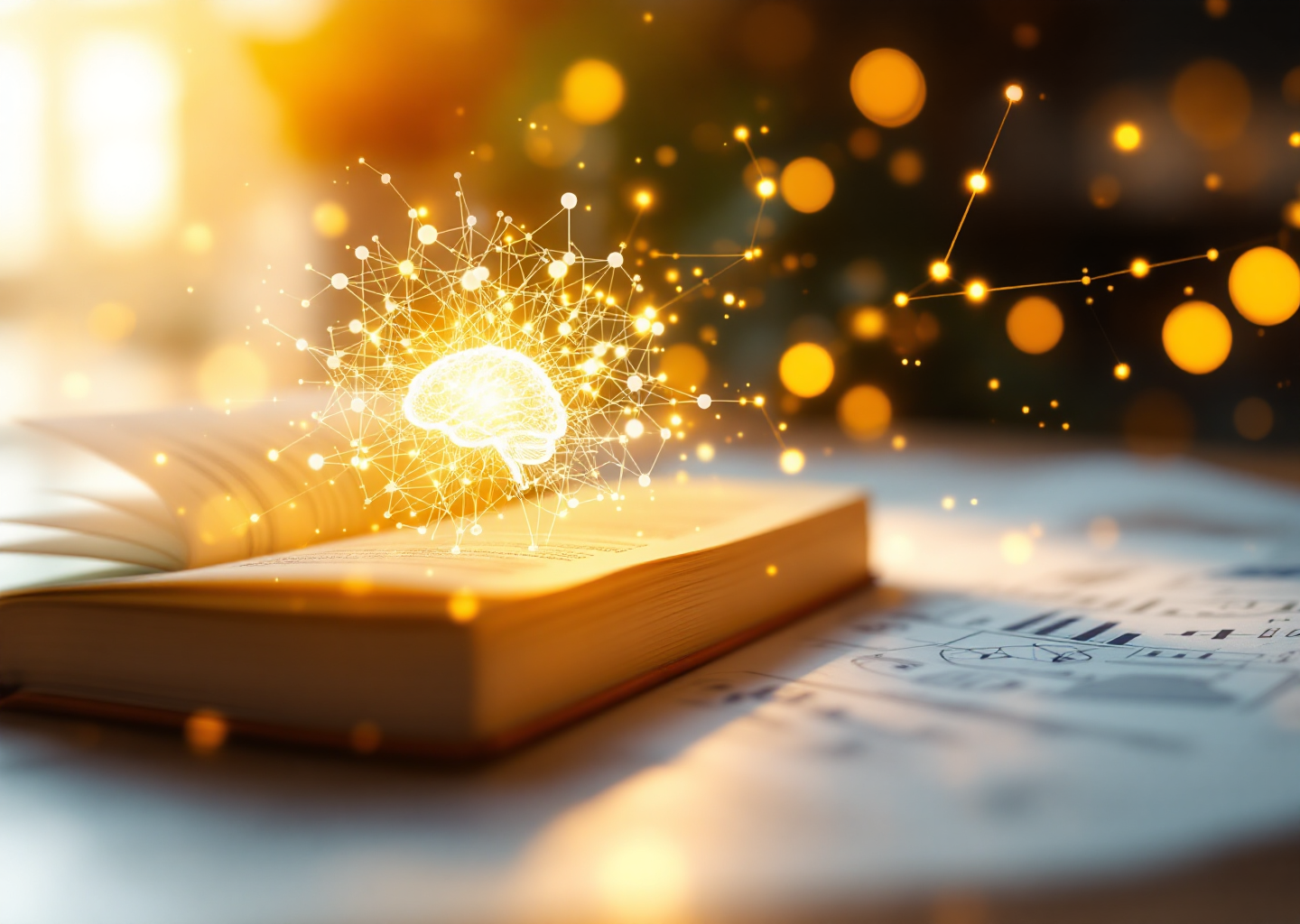 Open scientific journal surrounded by golden light, representing evidence-based manifestation research